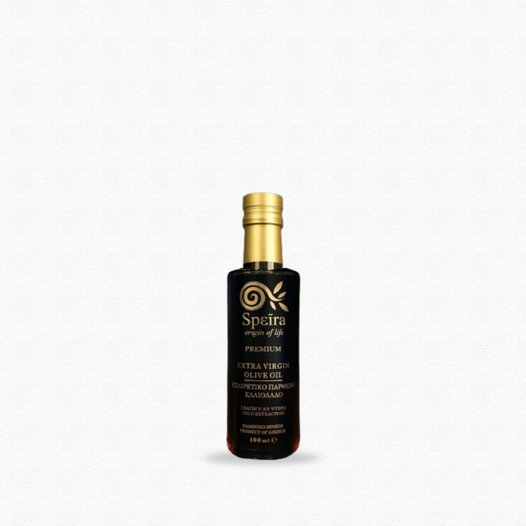 dark glass dorica bottle with black and gold label